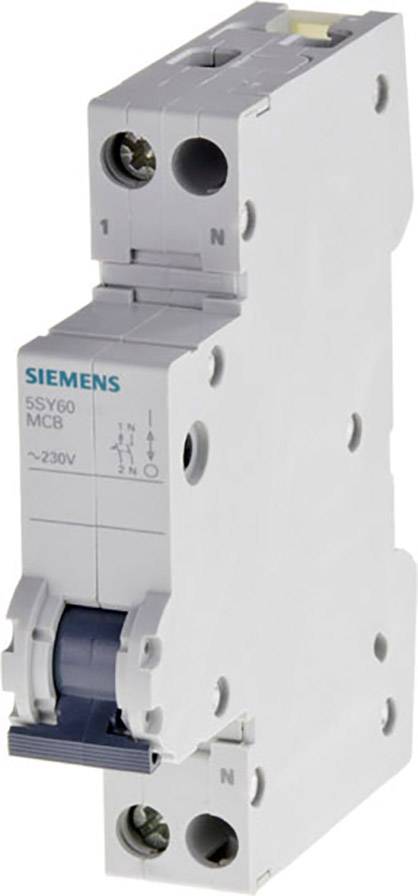 Ein zweipoliger Siemens-Leitungsschutzschalter, Modell 5SY60, geeignet für 230V. Hauptsächlich in elektrischen Verfahren verwendet.