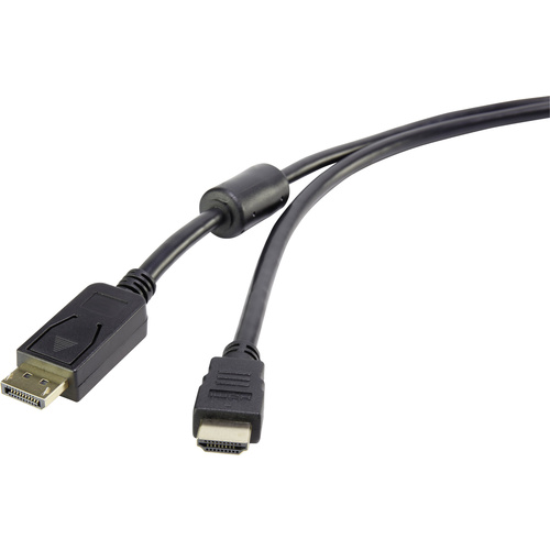 Renkforce DisplayPort / HDMI Adapterkabel DisplayPort Stecker, HDMI-A Stecker 3.00m Schwarz RF-3301446 mit Ferritkern, vergoldete