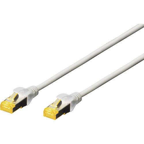 Câble réseau, câble patch Digitus DK-1644-A-005 RJ45 CAT 6a S/FTP 0.50 m gris sans halogène, torsadé par paire, avec cliquet