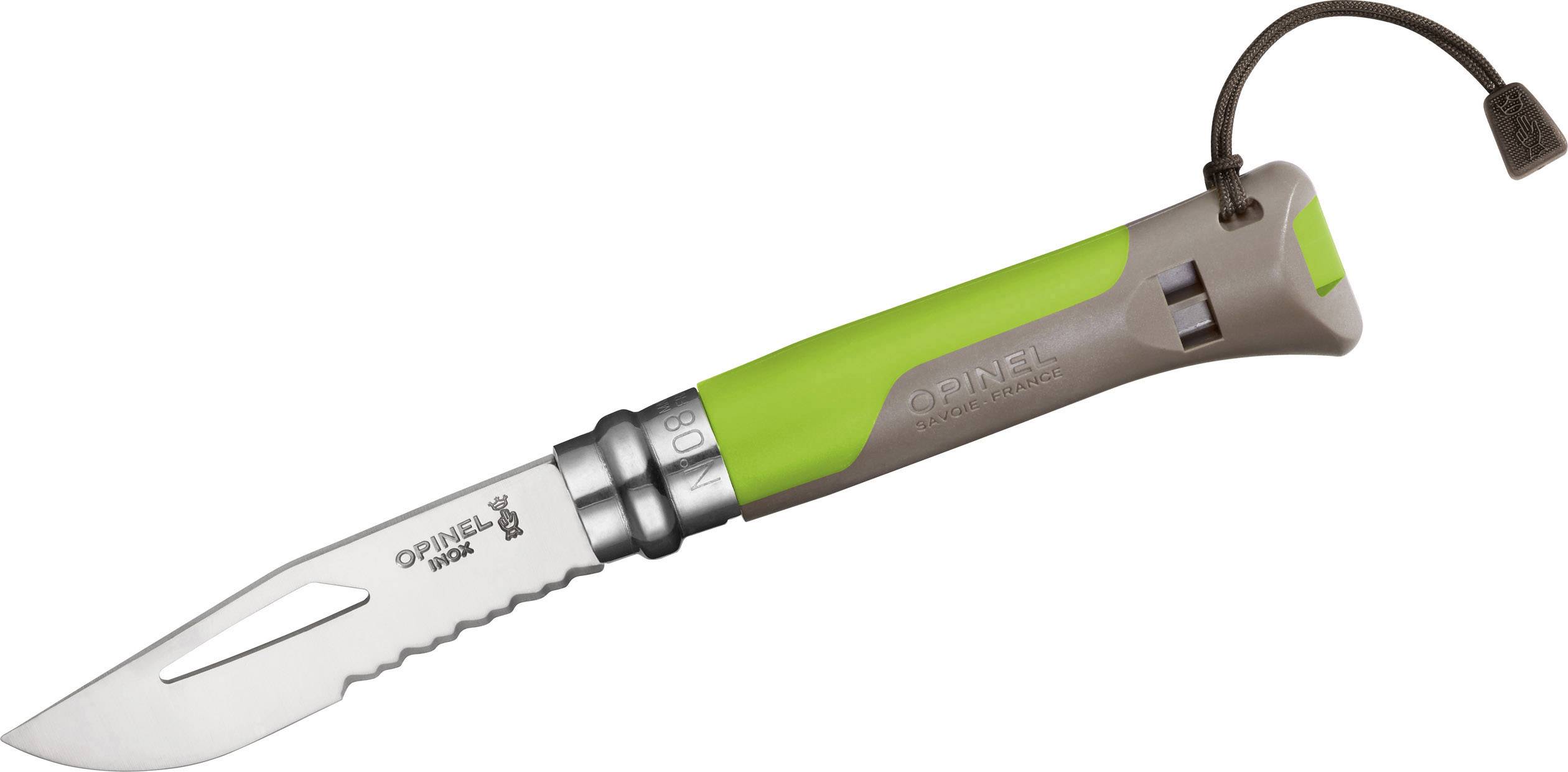 Opinel N°08 Outdoor 254311 Outdoormesser mit Fangriemen Grün