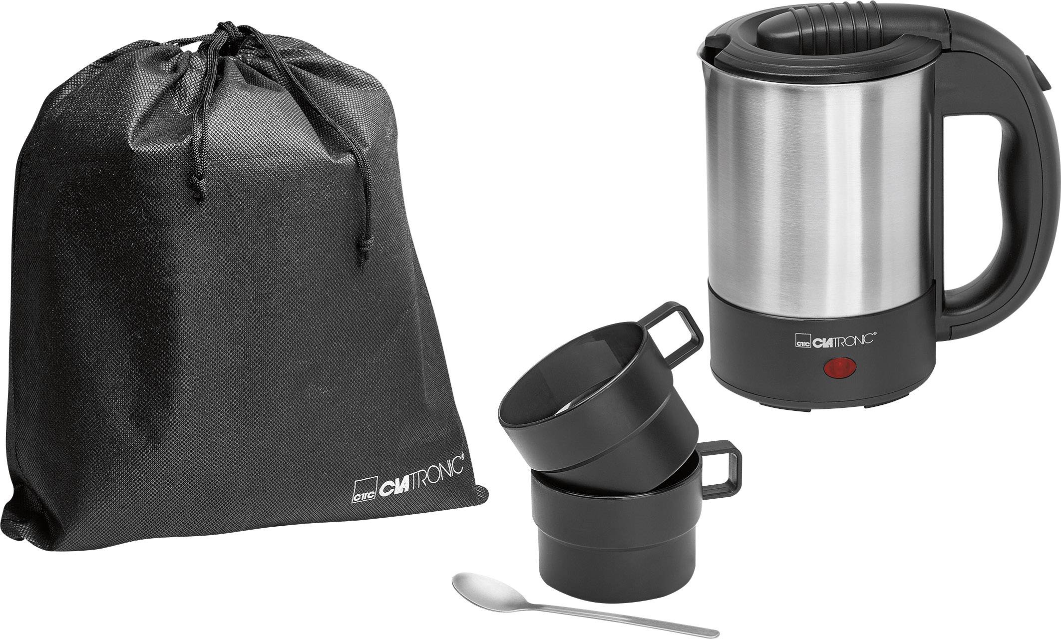 Clatronic WKR 3624 Wasserkocher Edelstahl, Schwarz Fassungsvermögen: 0.5 l