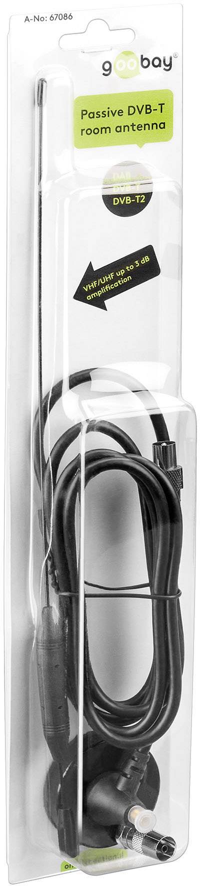 Goobay 67086 Passive DVB-T/T2-Stabantenne Innenbereich Schwarz