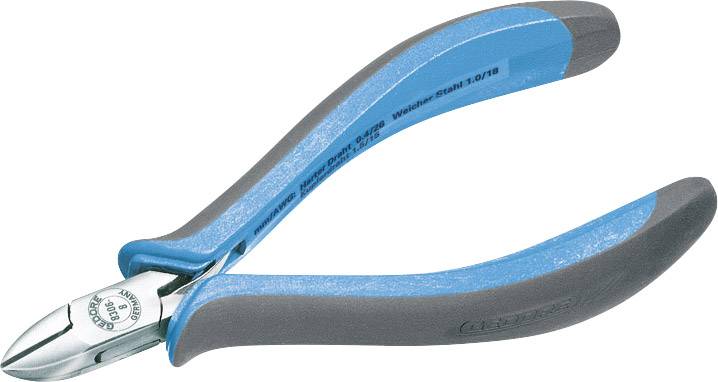 Eine blau-graue Seitenschneider-Zange, geeignet zum Schneiden von Draht und kleinen Metallobjekten.