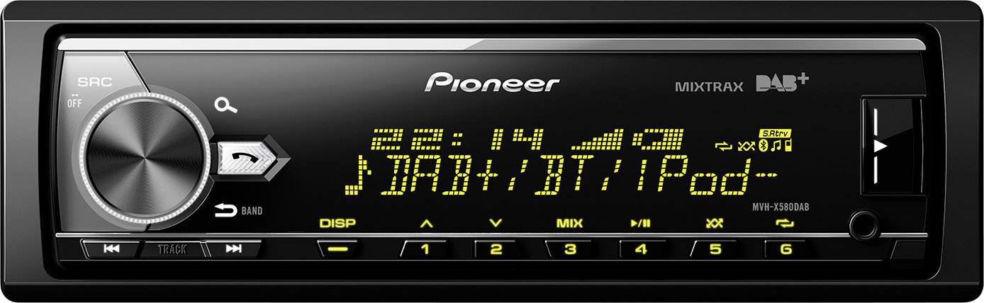 Pioneer MVH-X580DAB Autoradio DAB+ Tuner, Anschluss für Lenkradfernbedienung, Bluetooth®-Freisprecheinrichtung