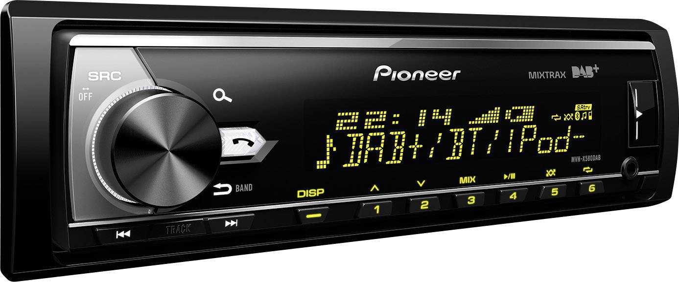 Pioneer MVH-X580DAB Autoradio DAB+ Tuner, Anschluss für Lenkradfernbedienung, Bluetooth®-Freisprecheinrichtung