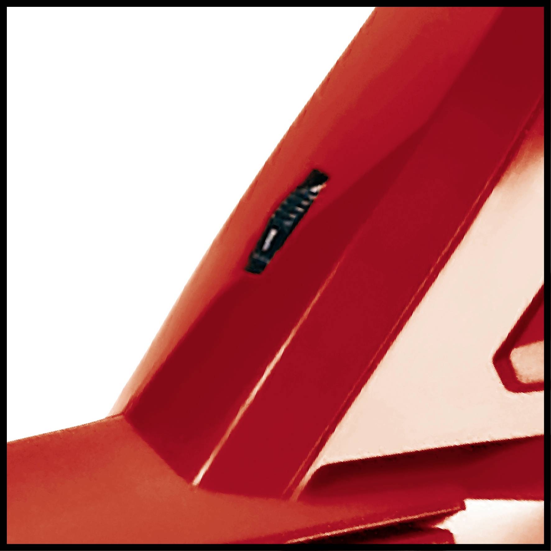 Roter, glänzender Winkel mit einer sichtbaren Schraube an der Seite.