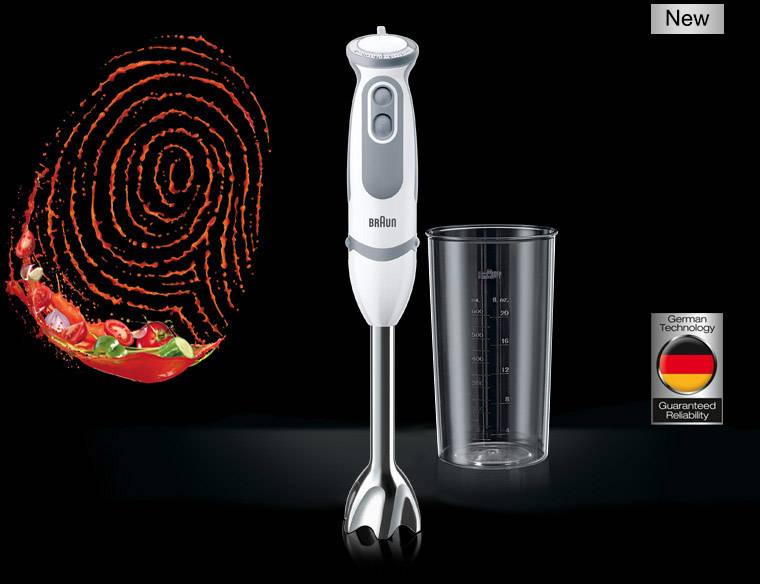 Braun MQ 5000 Stabmixer 750W mit Messbecher, mit Mixbecher, Turbofunktion Weiß