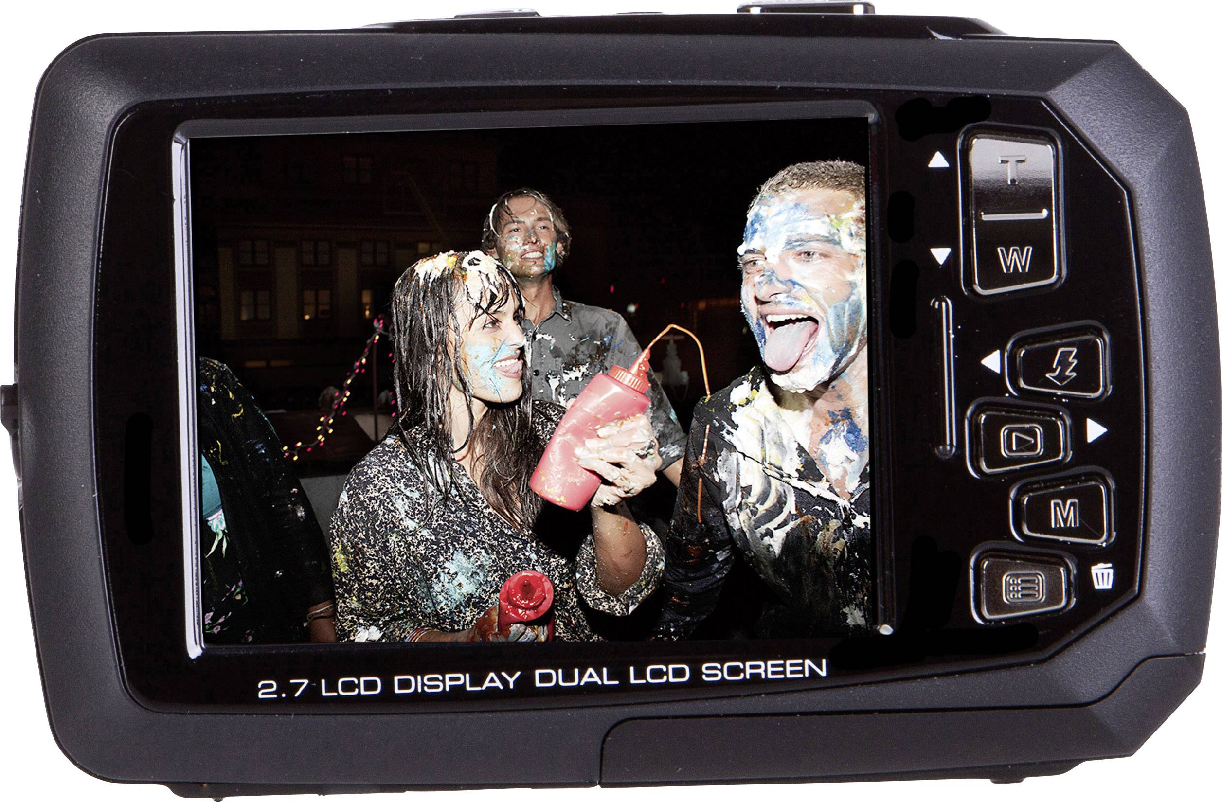 Polaroid iE090 Digitalkamera 18 Mio. Pixel Schwarz-Rot Unterwasserkamera, Staubgeschützt, Frontdisplay