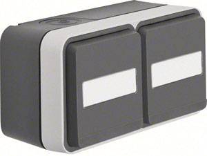 Berker Doppelsteckdose Aufputz W.1 Grau, Lichtgrau 47753535 1St.