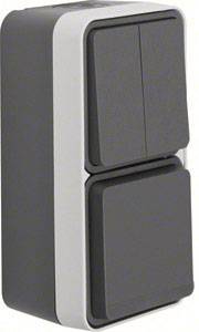 Berker Schalter/Steckdosen Kombination Aufputz W.1 Grau, Lichtgrau 47903515 1 St.