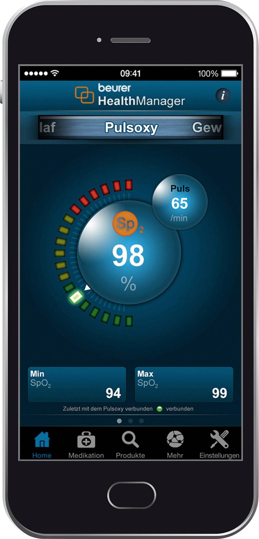 Beurer PO 60 Bluetooth® Pulsoximeter Blutsauerstoff-Messgerät