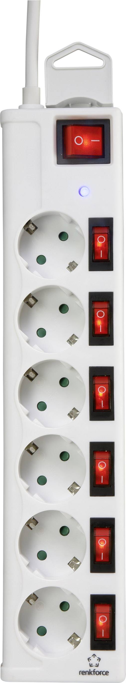 Renkforce RF-3187664 Überspannungsschutz-Steckdosenleiste Weiß 3St.