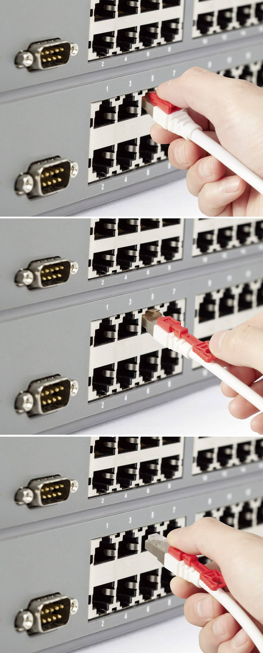 Renkforce RF-4393515 RJ45 Netzwerkkabel, Patchkabel CAT 6a S/FTP 1.00m Weiß verriegelbar, mit Rastnasenschutz, Halogenfrei