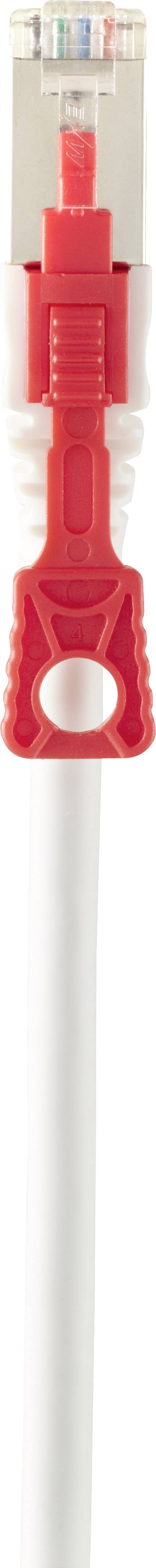 Renkforce RF-4393515 RJ45 Netzwerkkabel, Patchkabel CAT 6a S/FTP 1.00m Weiß verriegelbar, mit Rastnasenschutz, Halogenfrei