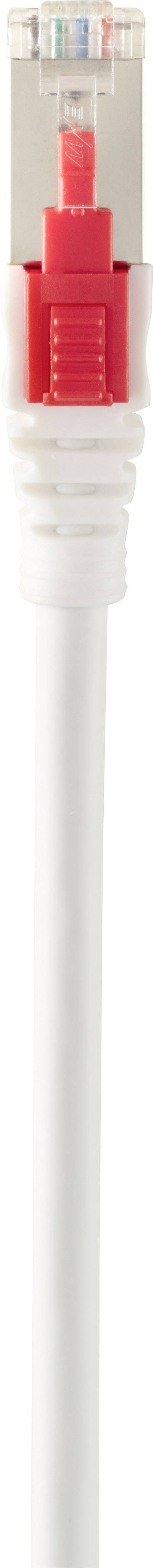Renkforce RF-4393515 RJ45 Netzwerkkabel, Patchkabel CAT 6a S/FTP 1.00m Weiß verriegelbar, mit Rastnasenschutz, Halogenfrei