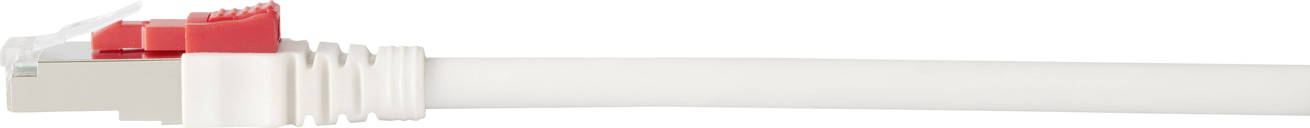 Renkforce RF-4393515 RJ45 Netzwerkkabel, Patchkabel CAT 6a S/FTP 1.00m Weiß verriegelbar, mit Rastnasenschutz, Halogenfrei