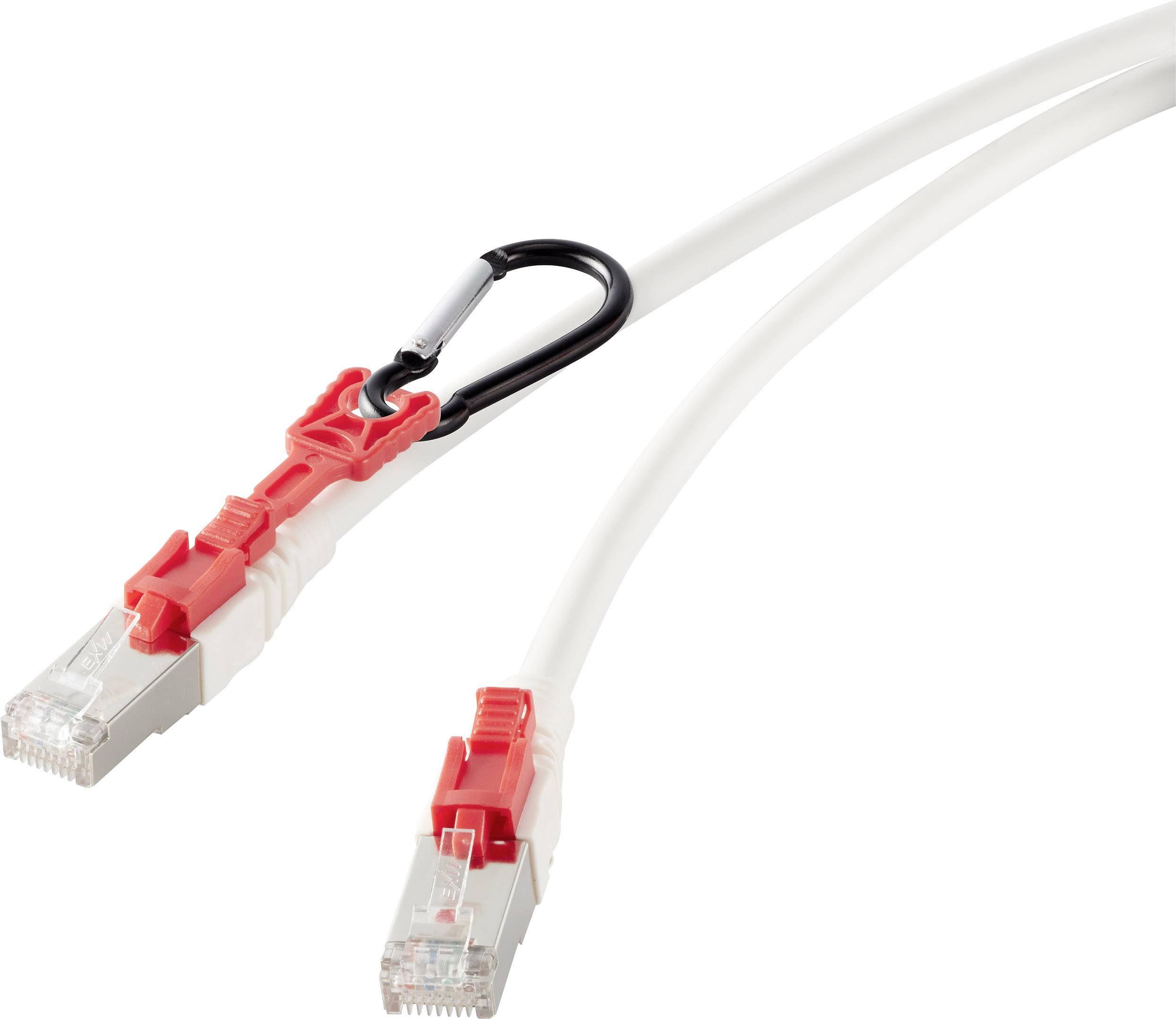 Renkforce RF-4393515 RJ45 Netzwerkkabel, Patchkabel CAT 6a S/FTP 1.00m Weiß verriegelbar, mit Rastnasenschutz, Halogenfrei