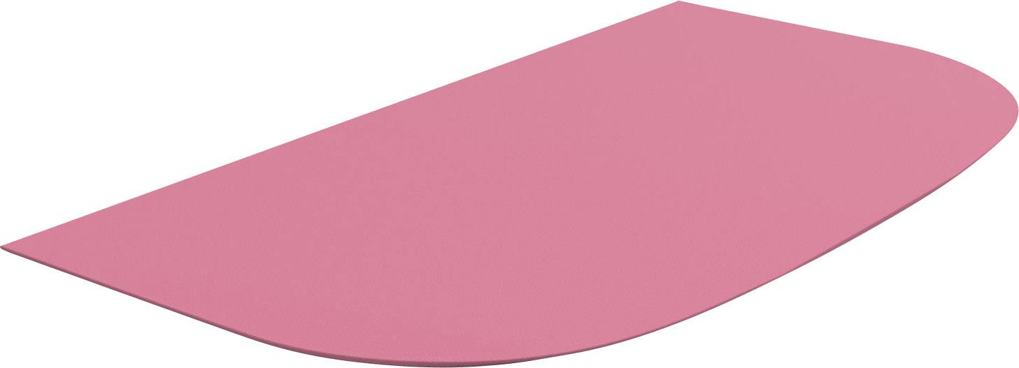 Ein rosa Yoga- oder Gymnastikmatte liegt diagonal auf einem weißen Hintergrund.