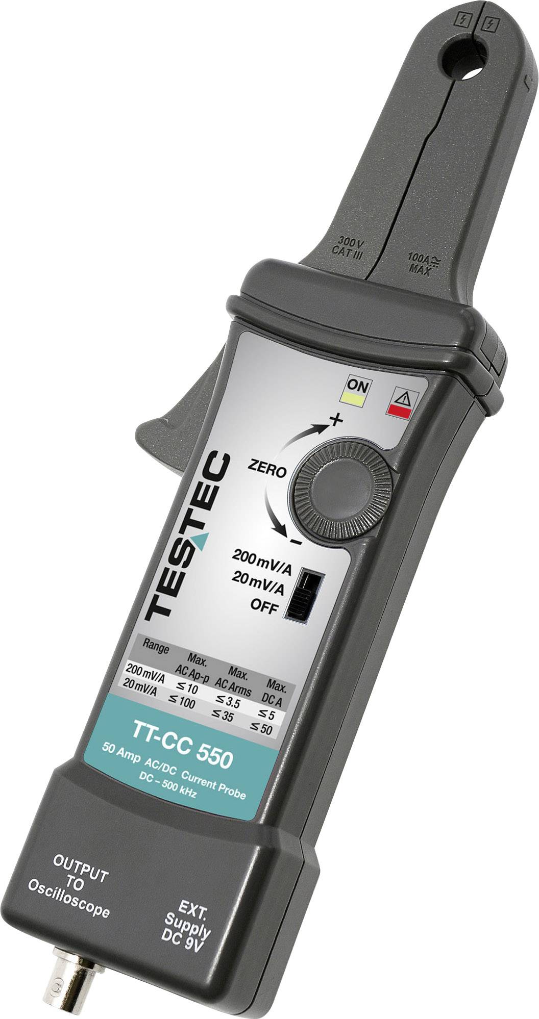 Testec TT-CC 550 Stromzangenadapter Messbereich A/AC (Bereich): 30mA - 50A Messbereich A/DC (Bereich): 30mA - 50A