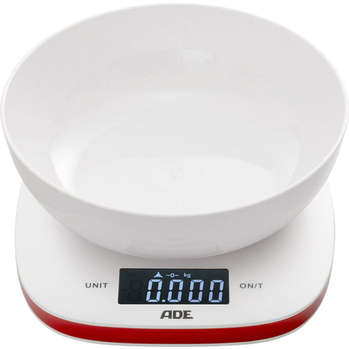 ADE KE 1412 Amelie Küchenwaage digital, mit Messschale Wägebereich (max.)=5kg Weiß, Rot