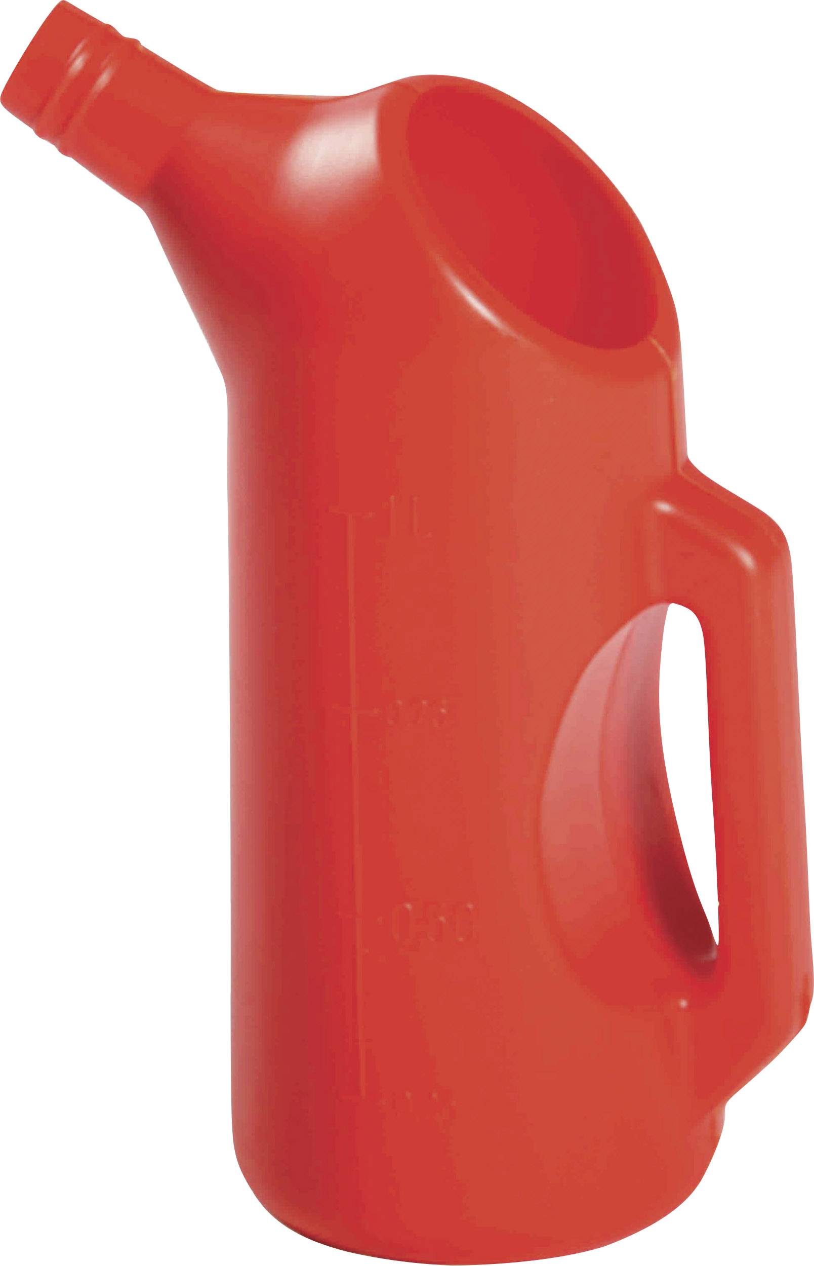 Roter Messbecher mit integriertem Griff und Ausguss, verwendet zum präzisen Messen und Ausgießen von Flüssigkeiten.