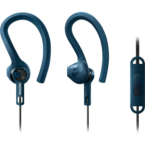 Philips SHQ1405BL AcitonFit Sport In Ear Kopfhörer In Ear Headset, Ohrbügel, Schweißresistent, Wasserabweisend Petrol
