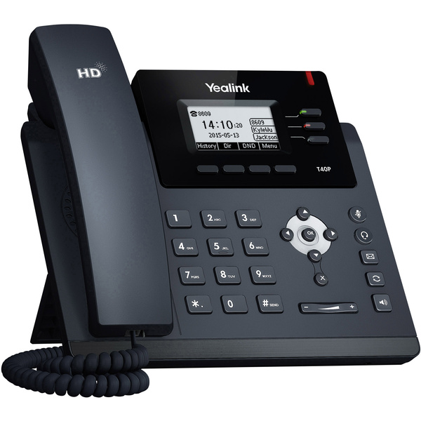 Téléphone VoIP filaire Yealink SIP-T40P port casque, fonction mains libres noir