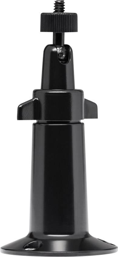 Schwarze Kamera-Wandhalterung mit verstellbarem Schwenkmechanismus und Stativkopf zum Befestigen von Kameras oder anderen Geräten.