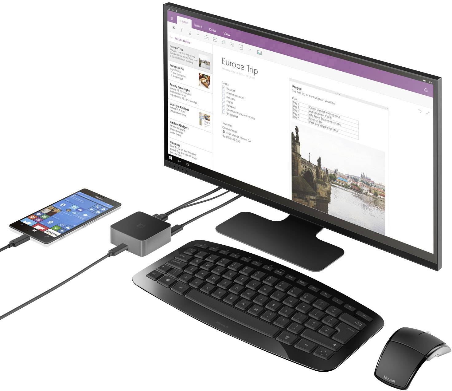 Microsoft Handy Anschlusskabel [1x USB-C® Buchse - 4x DisplayPort Buchse, HDMI-Buchse, USB 2.0 Buchse A]