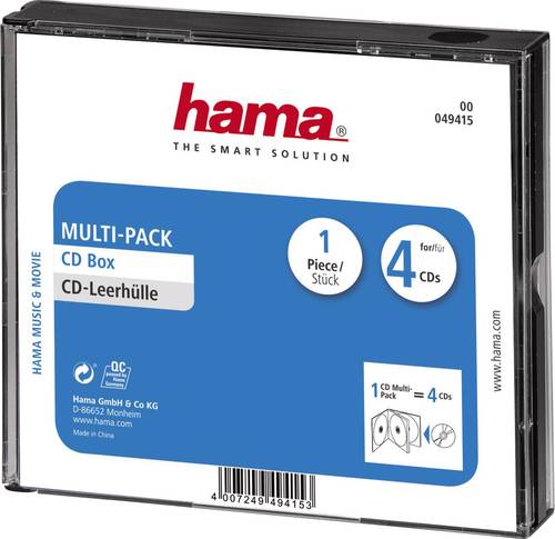 Image of Hama CD Hülle 00049415 4 CDs/DVDs/Blu-rays Schwarz Polystyrol 1St.