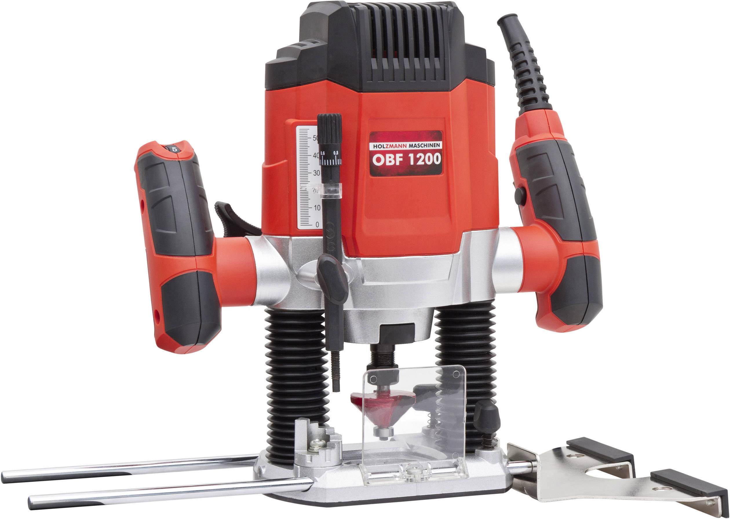Oberfräse, Modell OBF 1200, von Toolson, in roter und schwarzer Farbgebung. Geeignet für präzise Holzarbeitsbearbeitungen.
