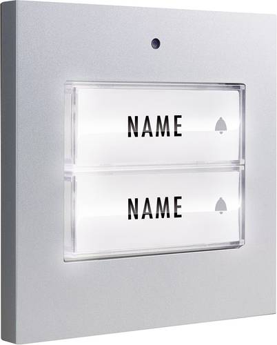 41049 Klingeltaster beleuchtet, mit Namensschild 2 Familienhaus Silber 8-24V