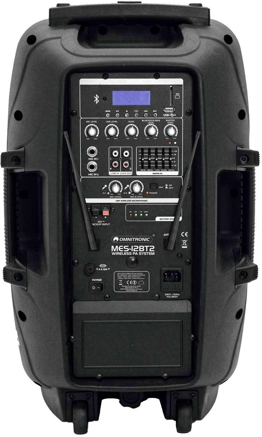 Omnitronic MES-12BT2 Mobiler PA Lautsprecher 30.48 cm 12 Zoll akkubetrieben, netzbetrieben 1 St.