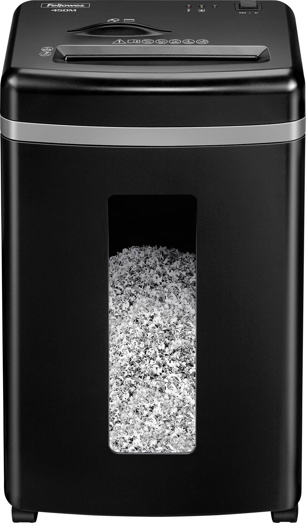 Fellowes Microshred™ 450M Aktenvernichter 9 Blatt Partikelschnitt 2 x 12mm P-5 22l Vernichtet auch Büroklammern, CDs, DVDs