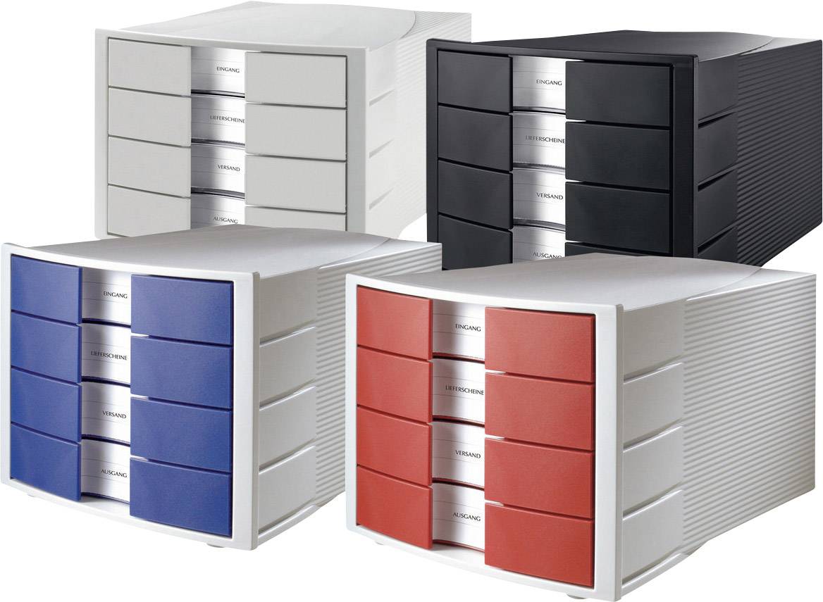HAN Impuls 1010-x-11 Schubladenbox Lichtgrau DIN A4, DIN C4 Anzahl der Schubfächer: 4