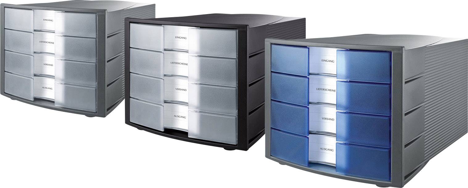 HAN Impuls 1010-X-363 Schubladenbox Schwarz DIN A4, DIN C4 Anzahl der Schubfächer: 4