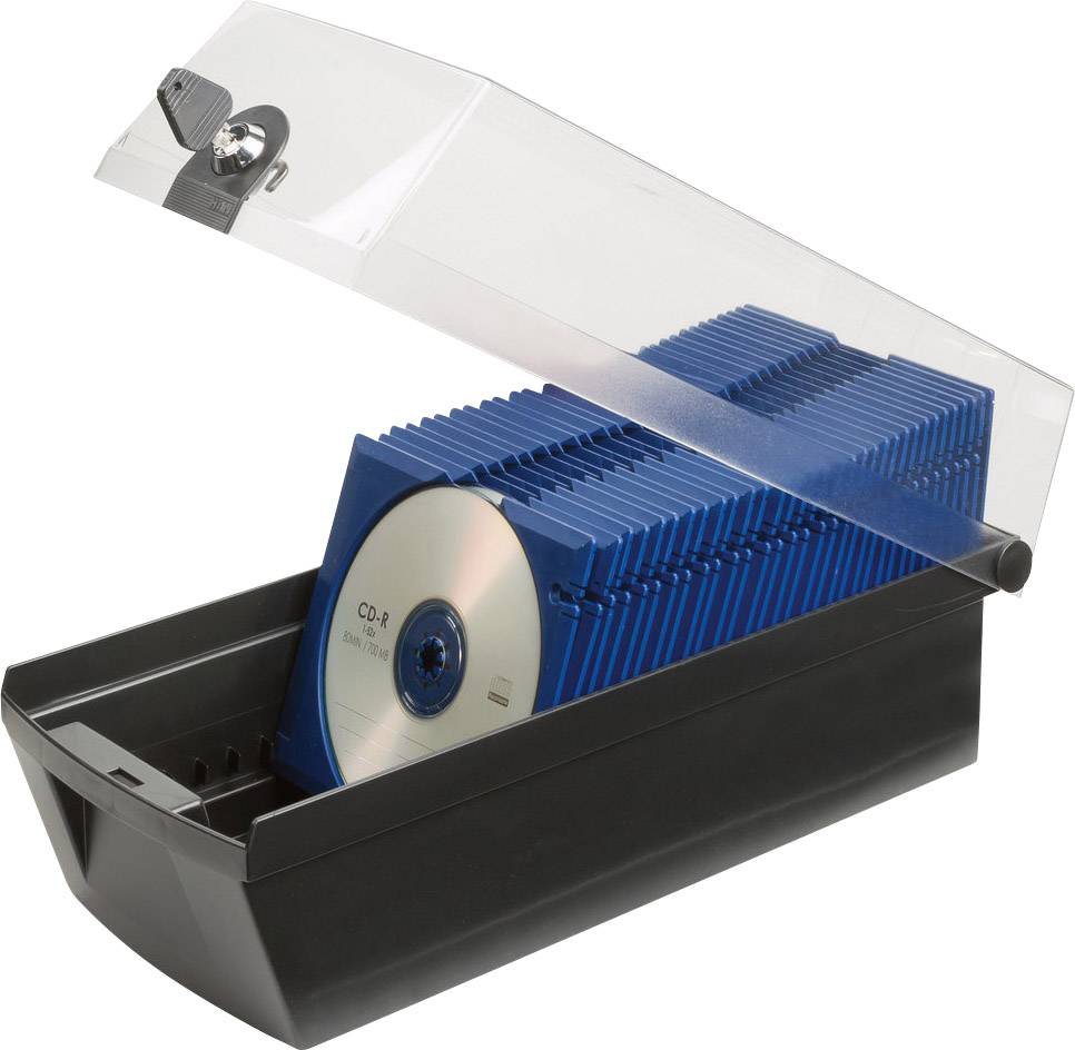 HAN CD Box 60 CDs/DVDs/Blu-rays Kunststoff, Polystyrol Schwarz 1 St. (B x H x T) 168 x 150 x 365 mm 9260-13