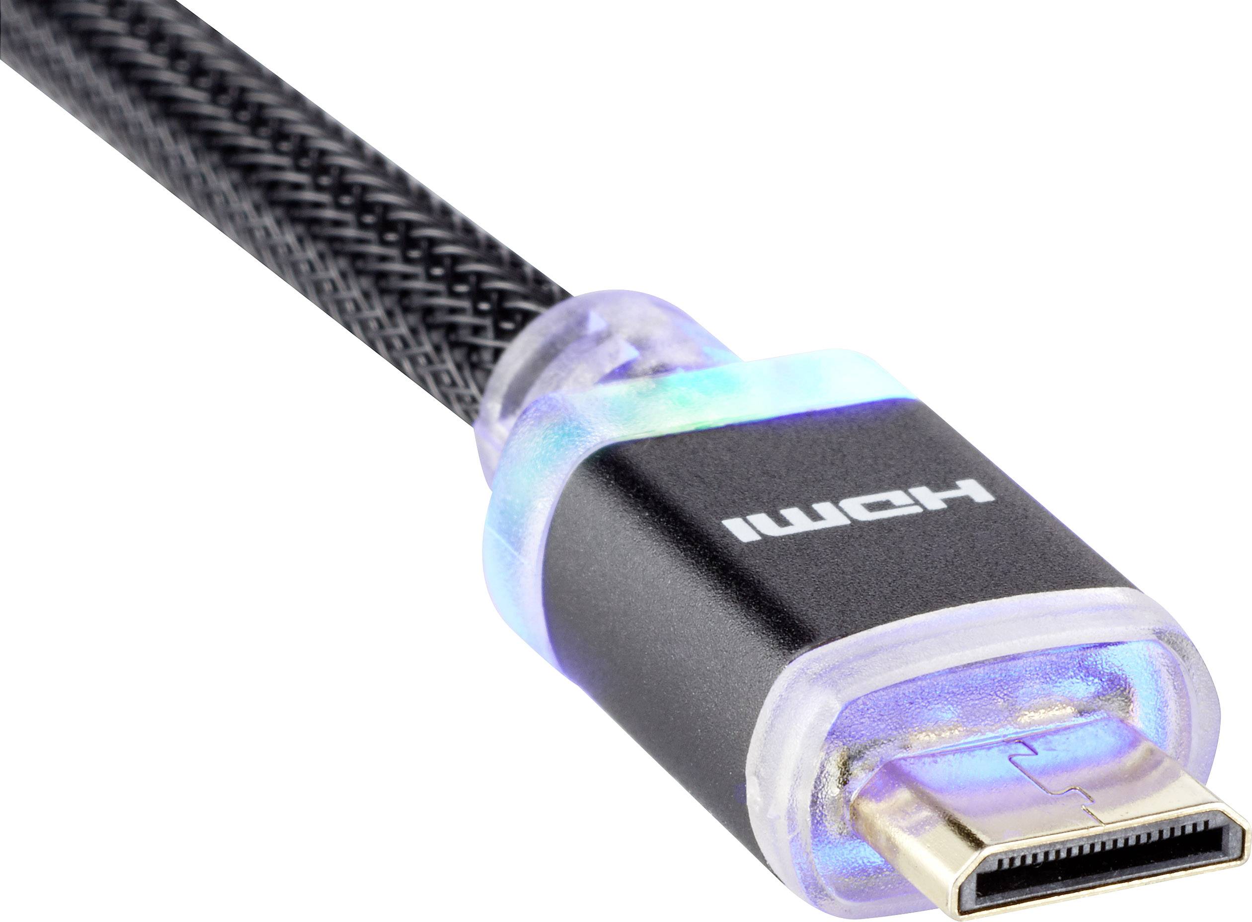SpeaKa Professional HDMI Anschlusskabel mit LED [1x HDMI-Stecker - 1x HDMI-Stecker C Mini] 1m Schwarz
