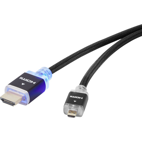 SpeaKa Professional HDMI Anschlusskabel mit LED [1x HDMI-Stecker - 1x HDMI-Stecker D Micro] 0.5m Schwarz