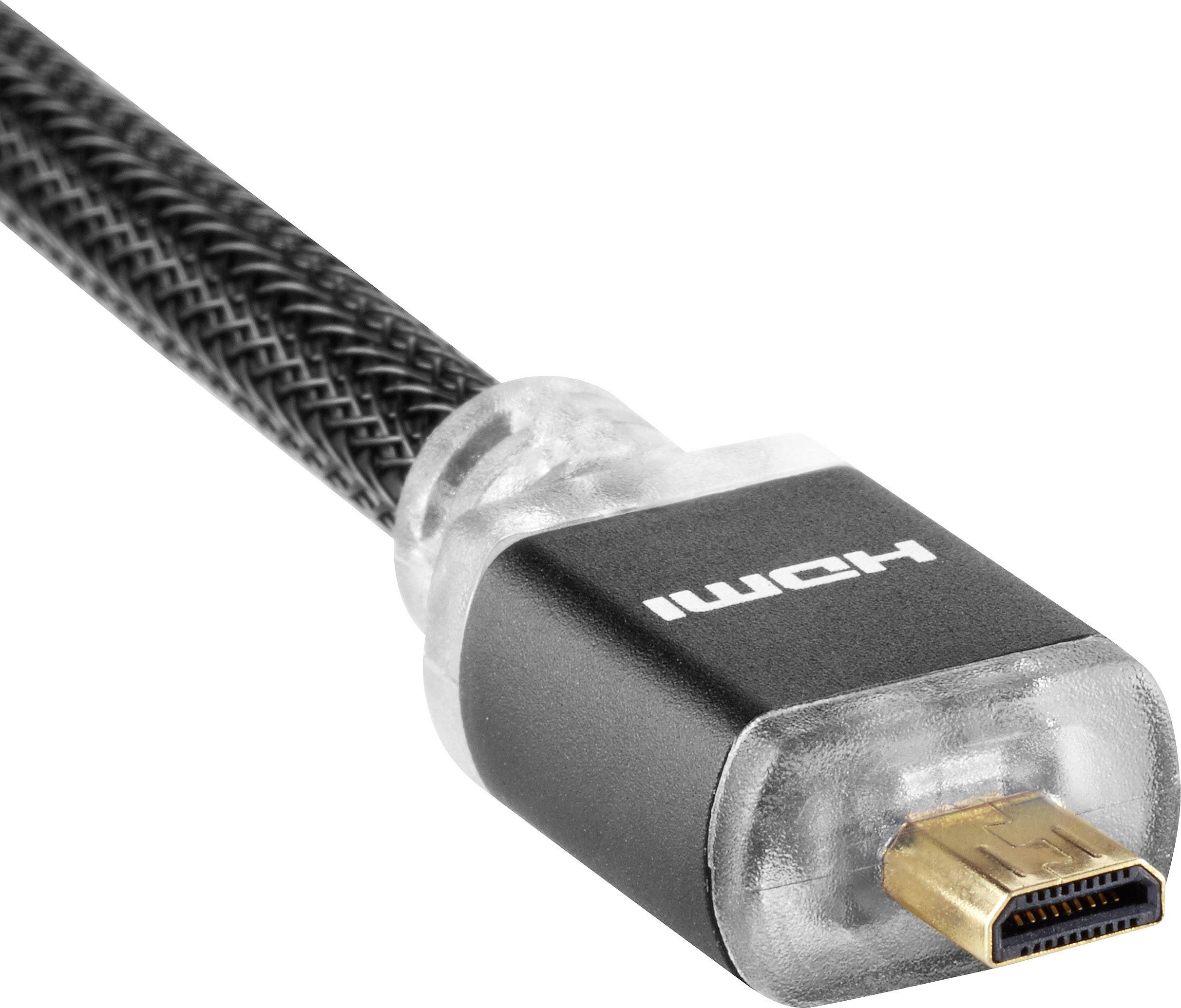 SpeaKa Professional HDMI Anschlusskabel  5.00 m Schwarz SP-5938052 Audio Return Channel, vergoldete Steckkontakte, gesleeved, mit LED, Ultra HD (4k) H