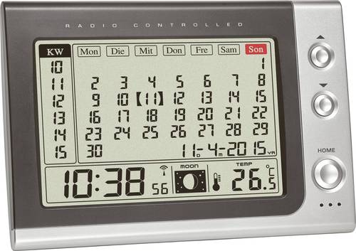 TFA Dostmann 60.2529.54 Funk Wecker Anthrazit, Silber Alarmzeiten 1