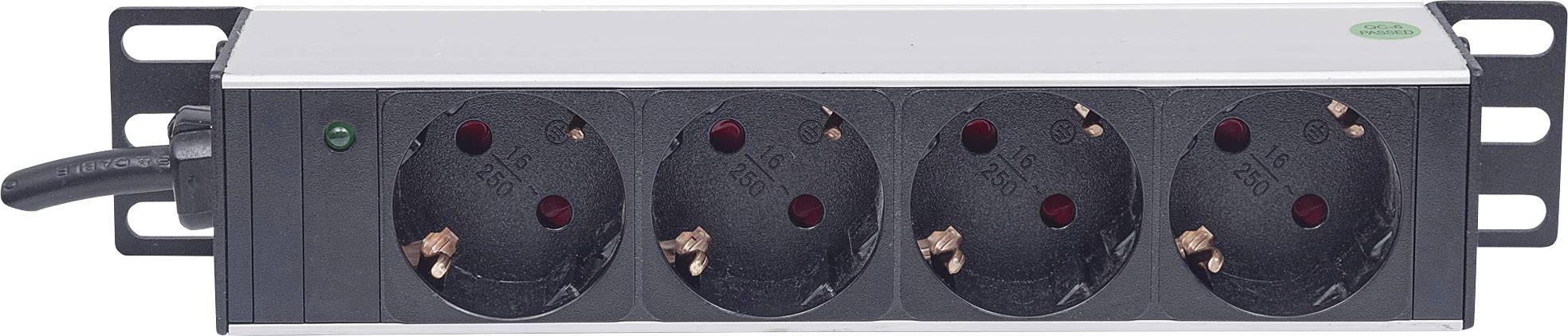 Intellinet 714020 10 Zoll Netzwerkschrank-Steckdosenleiste inkl. 2 Metallhalterungen für 10" Schränke Aluminium, Schwarz