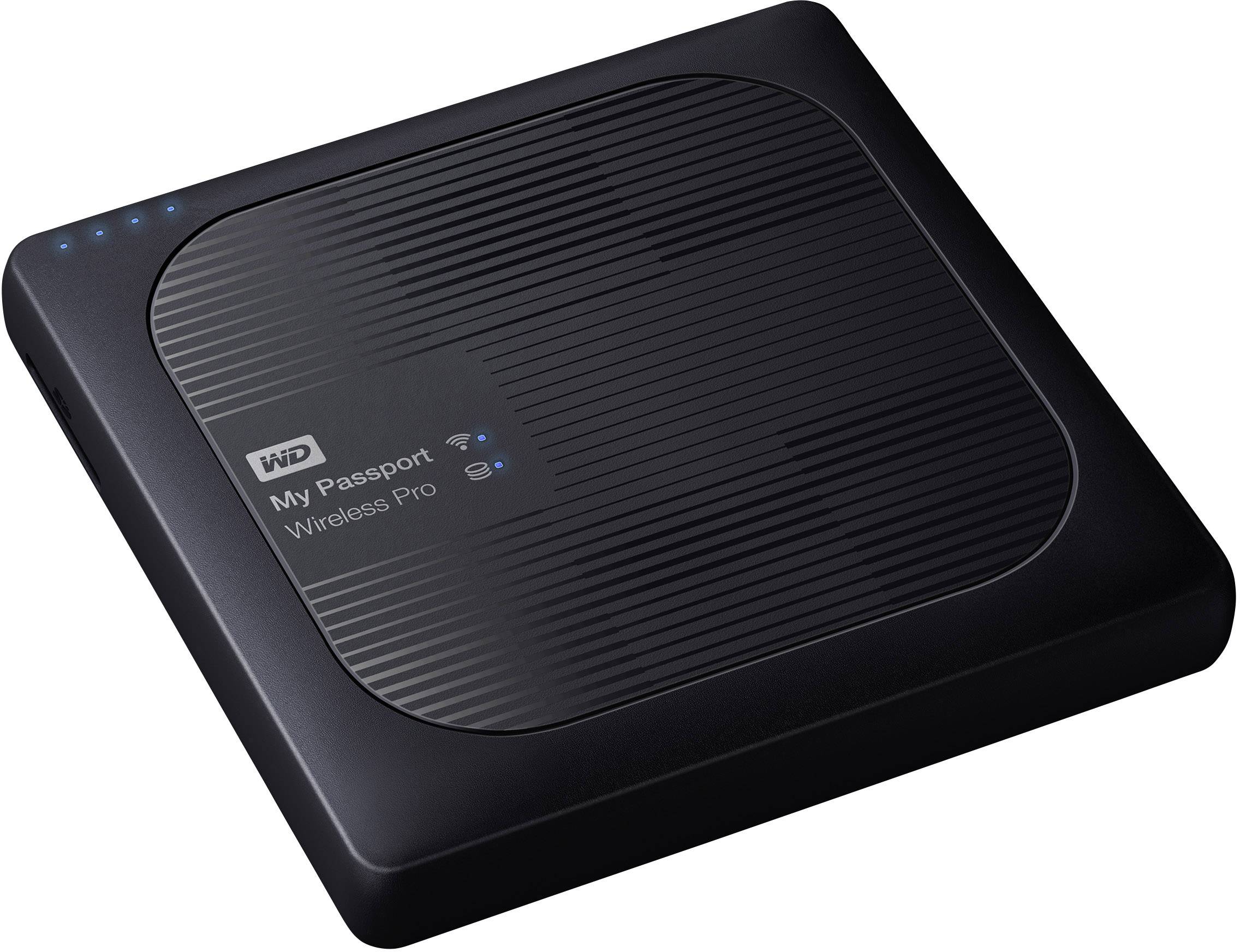 WD My Passport Wireless Pro 3TB WLAN-Festplatte USB 2.0, USB 3.2 Gen 1 (USB 3.0), Kartenleser, WLAN 802.11 b/g/n/ac Schwarz