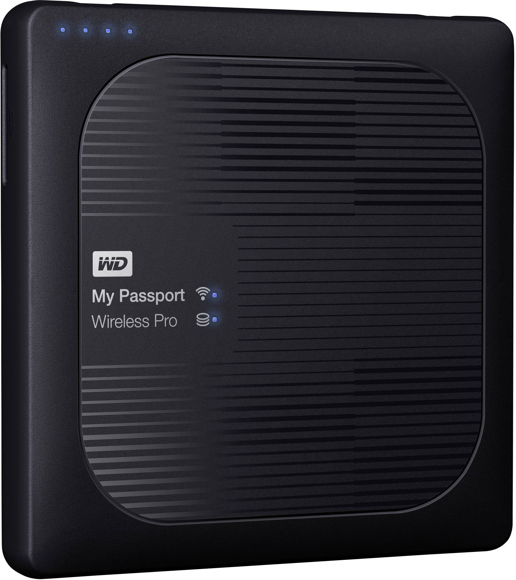 WD My Passport Wireless Pro 3TB WLAN-Festplatte USB 2.0, USB 3.2 Gen 1 (USB 3.0), Kartenleser, WLAN 802.11 b/g/n/ac Schwarz
