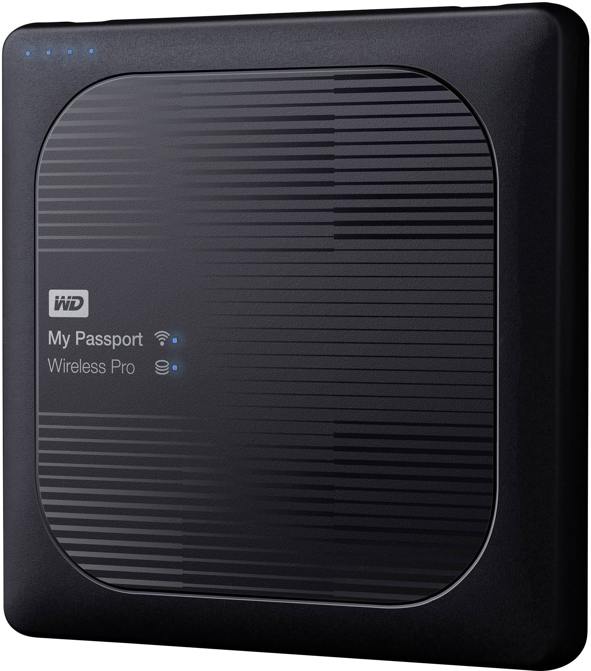 WD My Passport Wireless Pro 4TB WLAN-Festplatte USB 2.0, USB 3.2 Gen 1 (USB 3.0), Kartenleser, WLAN 802.11 b/g/n/ac Schwarz