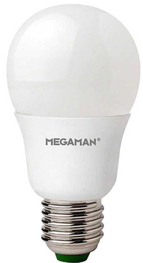 LED-Glühbirne mit Schraubgewinde, beschriftet mit ‚MEGAMAN‘.