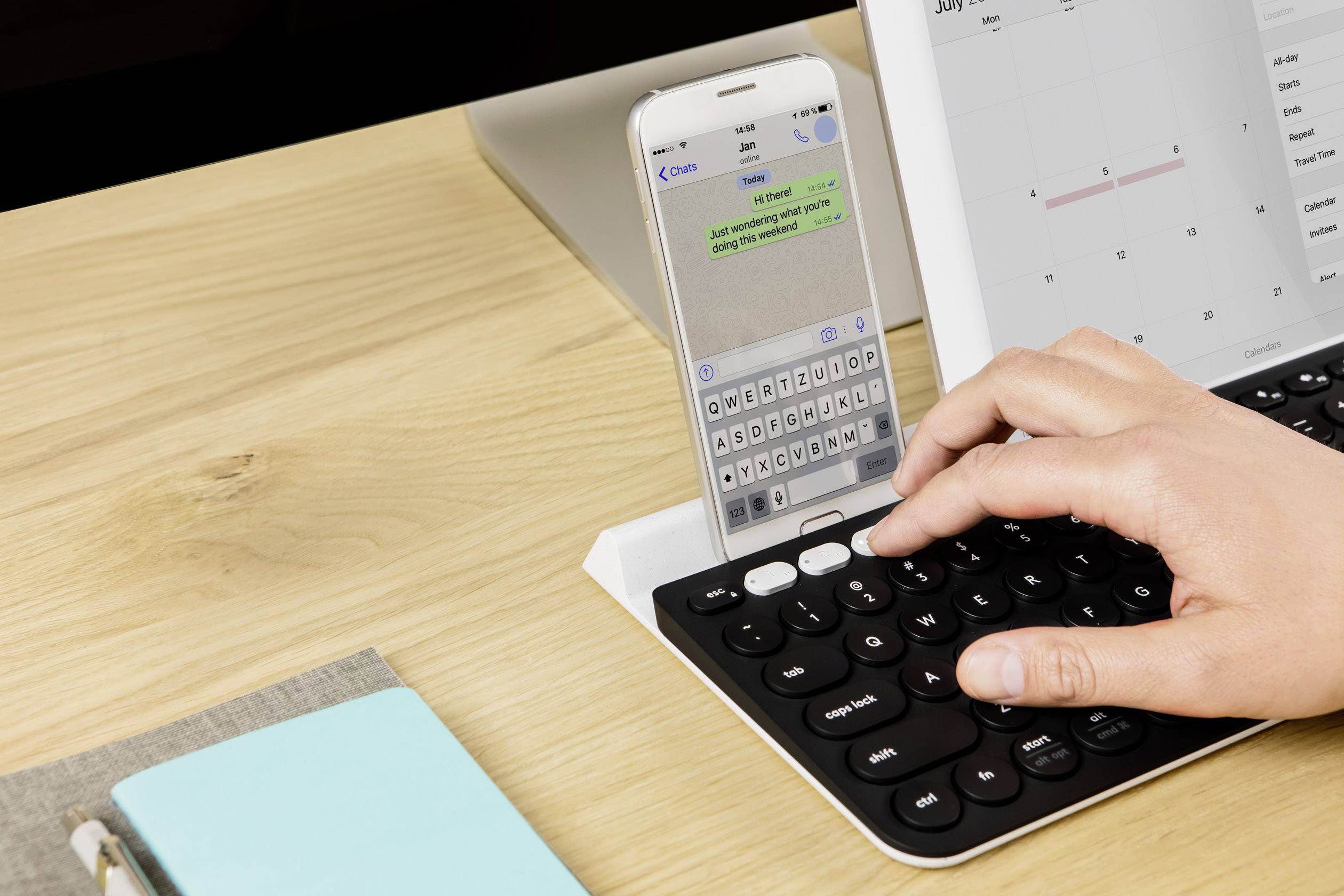 Logitech K780 Multi-Device Bluetooth® Tastatur Deutsch, QWERTZ, Windows® Schwarz