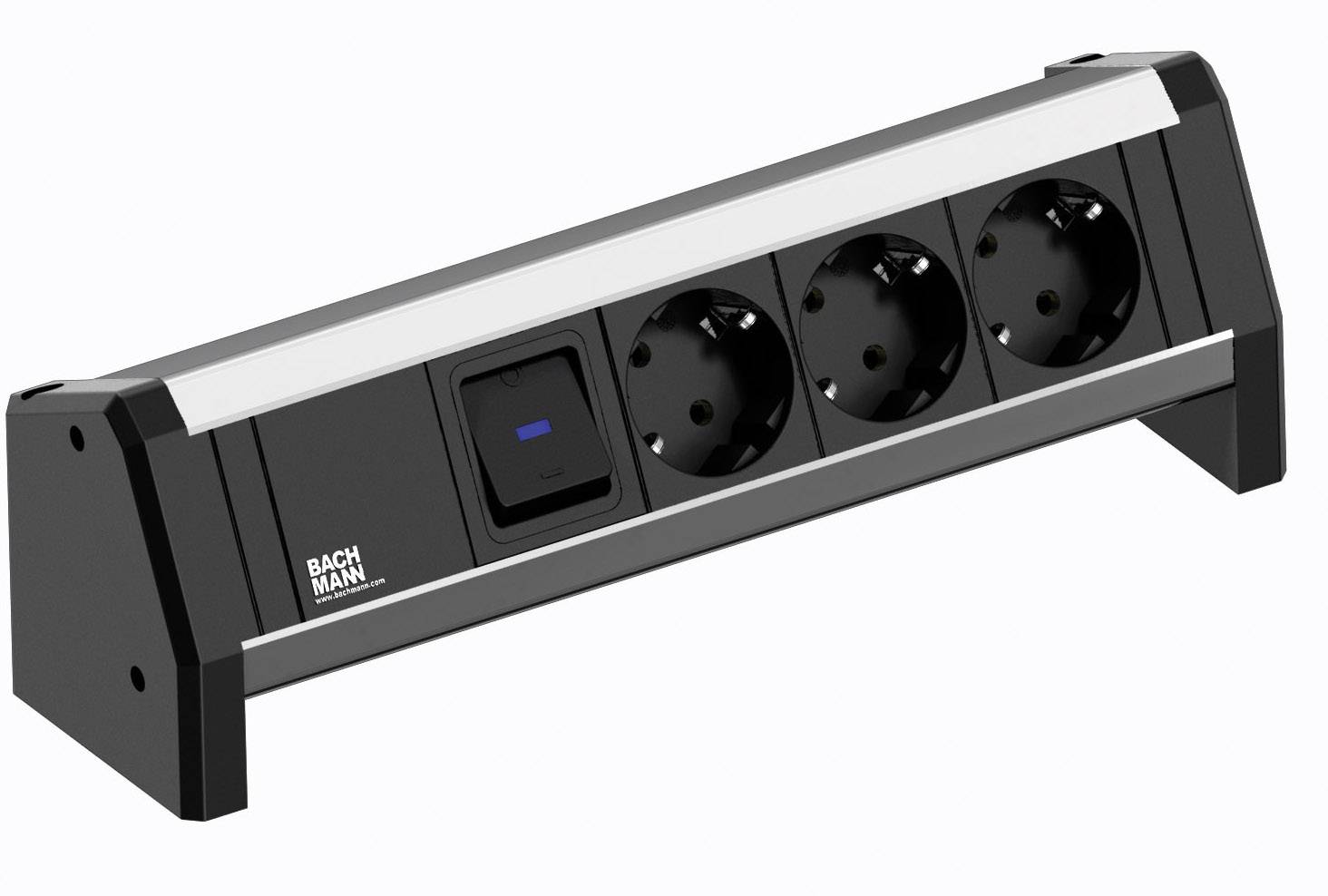 Bachmann 339.1001 Steckdosenleiste mit Schalter 3fach Schwarz, Aluminium Schutzkontakt 1St.