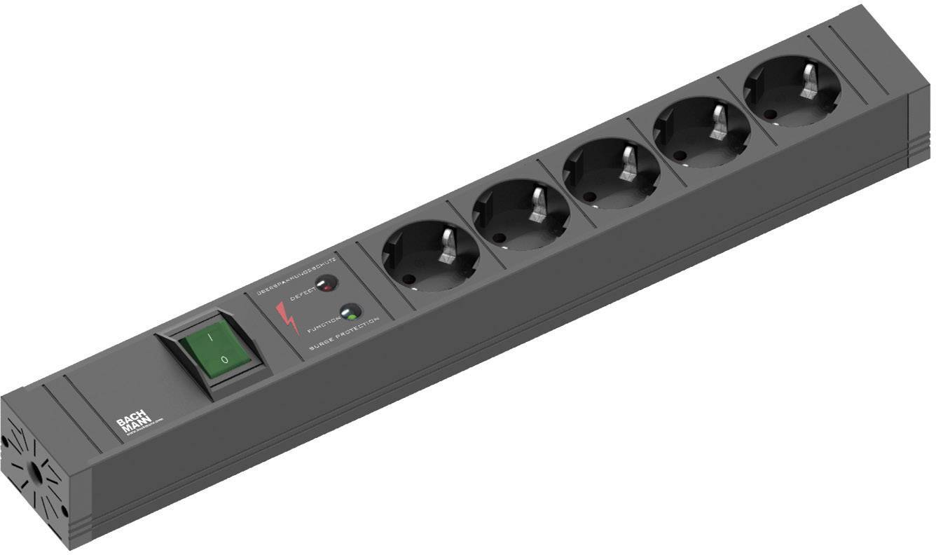 Bachmann 420.0022 Überspannungsschutz-Steckdosenleiste 5fach Schwarz Schutzkontakt 1 St.