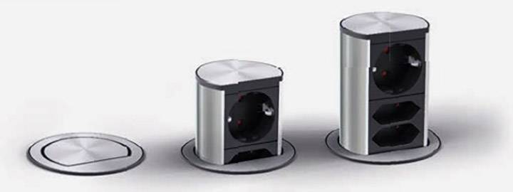 Bachmann 928.003 Steckdosenturm 3fach Silber, Schwarz 1St.